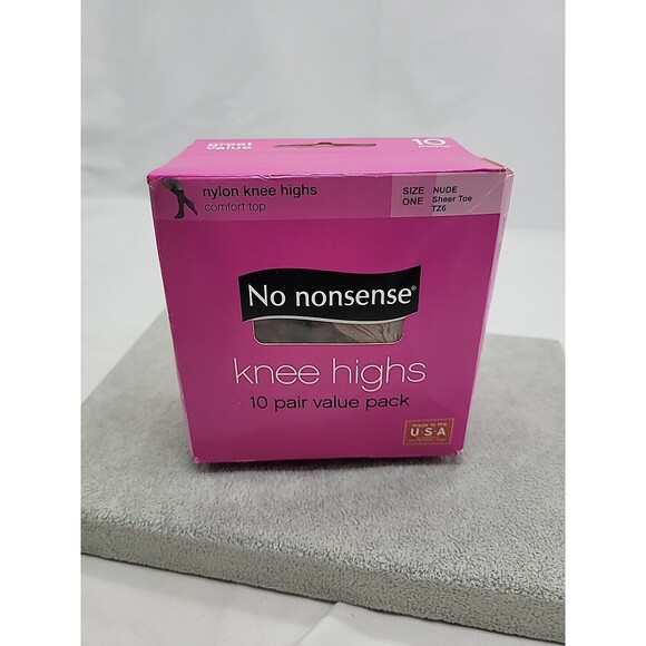 NO NONSENSE 10 Pair Knee Highs Comfort Top Pantyhose One Size Nude Sheer Toe NEW - Picture 1 of 10